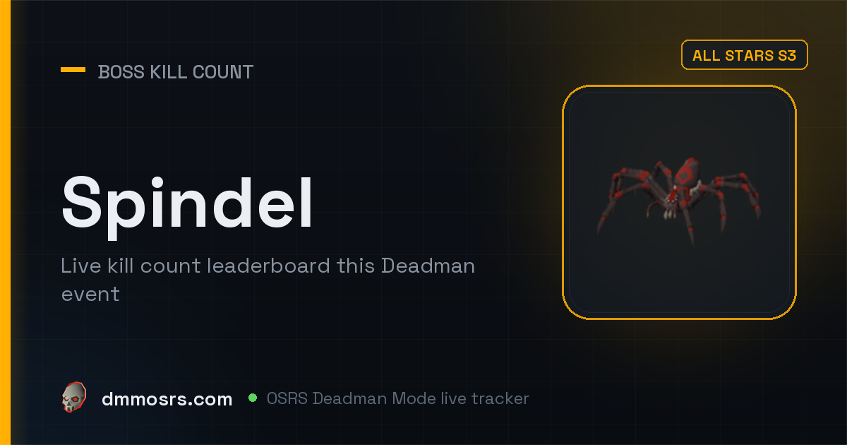 Skiddler Spindel Kill Count Leaderboard | OSRS Deadman (DMM)
