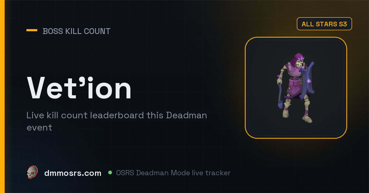Vet'ion Kill Count Leaderboard | OSRS Deadman (DMM)
