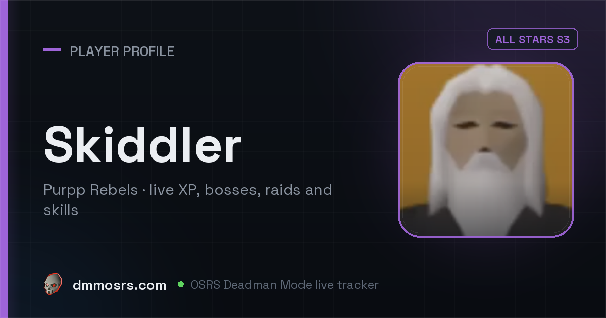 Skiddler Skiddler Stats & Final XP | OSRS Deadman: All Stars (DMM)